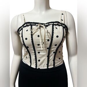 NWT Watermelon Sugar Sz M Dana Tank Top Corset With Crochet Trim Polka Dots